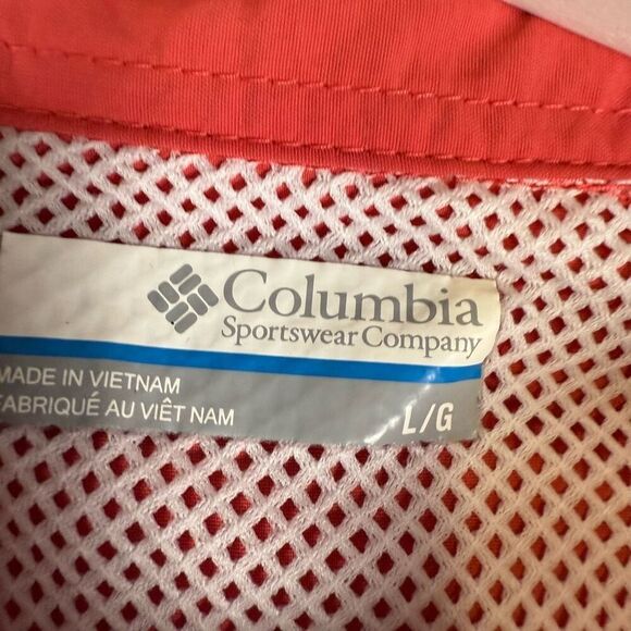 Columbia PFG Mens Size Large Button Front Shirt Red Omni Shade Long Sleeve Nylon - Picture 8 of 8